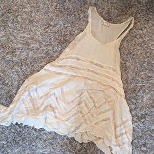 Free People Lace Trapeze Tunic Dress in Off White
